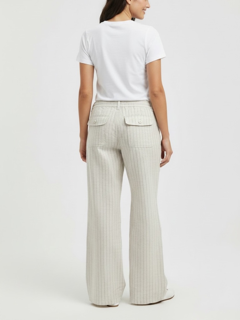 Prana Light Beige Striped Drawstring Chinos